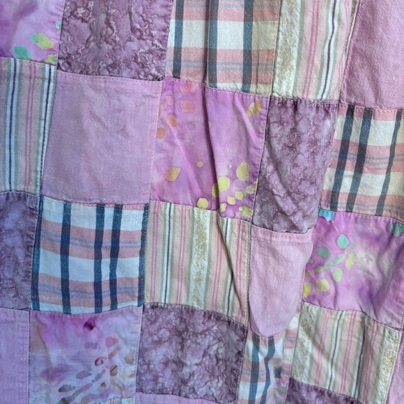 Patchwork cottagecore boho hippie prairie womens midi dress pink 2 - Picture 2 of 4